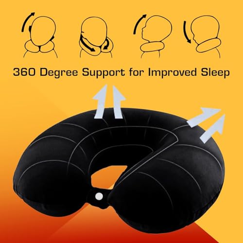 Image of PAVILONN U-Shape Memory Foam Neck Pillow for Travel | Soft Flight Cushion for Airplane, Car & Train | Lightweight Portable Travel Essential for Men, Women & Kids (Black)