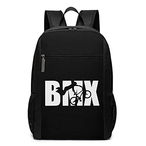 BMX Word with Silhouette 17 Zoll Travel Laptop Rucksack für Damen & Herren (schwarz)
