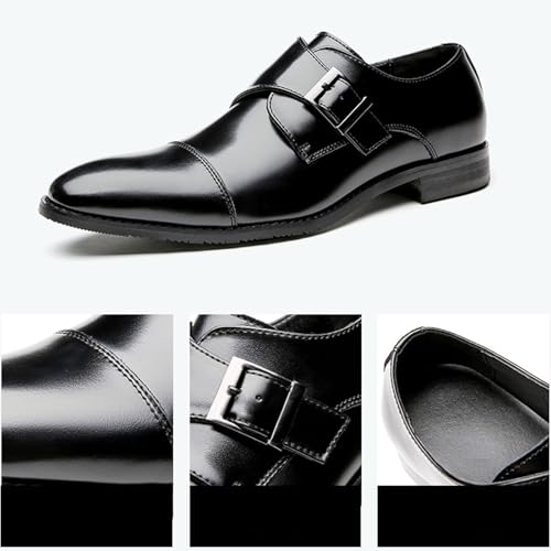 Men's Leather Buckle Monk Strap Loafers Fashion Classic Cap Toe Low Top Comfortable Slip-On Dress Oxfords Business Casual Party Office Formal Shoes2