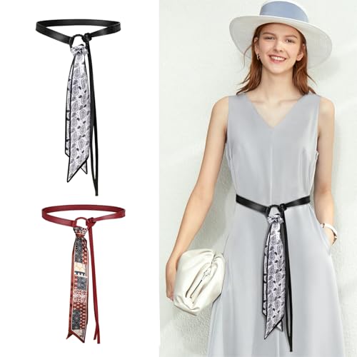 Image of Aurolran Women's Leather Belt with Buckle - Ideal for Dresses, Jeans, and Coats