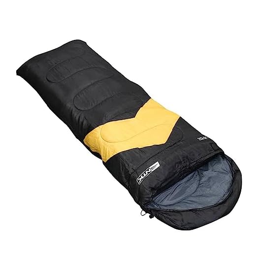 ntk, Saco de Dormir Tipo Sarcófago Viper, com Faixa de Temperatura entre 5°C à 12°C, com Capuz Incorporado e Bolsa de Transporte, Preto com Laranja