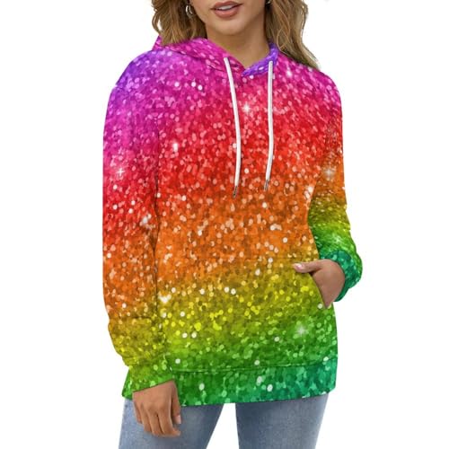 Sweat à capuche paillettes arc-en-ciel UMENG pull confortable S - 5