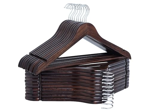 StorageWorks Wooden Hangers 20 Pack, Wood Coat Hanger for Coats, Shirts, Jackets, Pants, Suits, Walnut Color