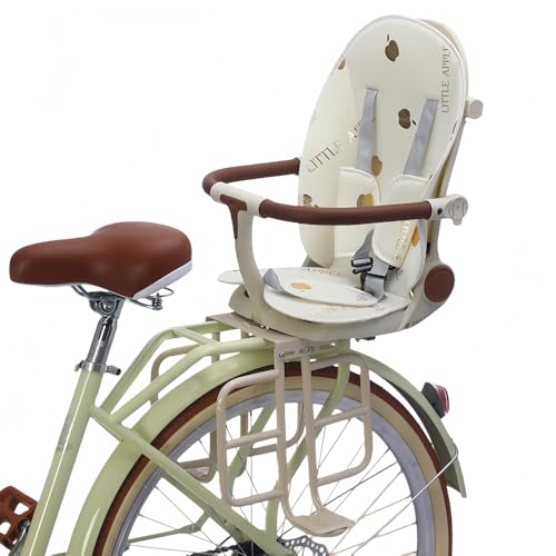 HOTGEEJP自転車チャイルドシート 後ろ ベビー後部座席 軽量で持ち運びが簡単、背もたれの調節が可能、自転車子供乗せシート 取り付け簡単、子供、幼児、 多機能シート (シート + クッション,ベージュ)
