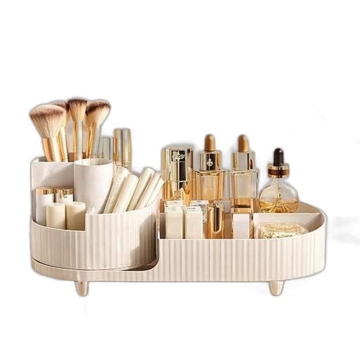 Makeup Organizer Countertop Rotating Makeup Organizer for Vanity Large Capacity Cosmetic Display Case with Makeup Brush Holder Cosmetic Organizer Countertop（White） |PAR-P2340-image-8