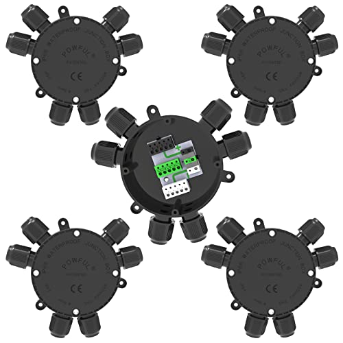 Junction Box Cable Connector Waterproof Cable Connector Junction Box Waterproof Electrical Connector Box 2-6 Way 22-10 Awg 32A For Ø4-9Mm Cable (5 Pack)） #TOP3