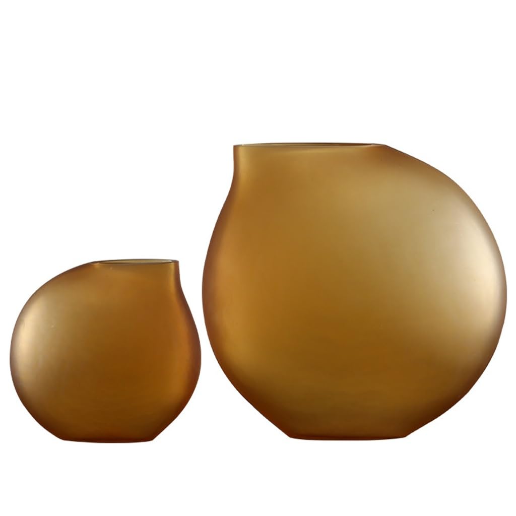 Vase en verre caramel à petite bouche pour décoration de table de salon
