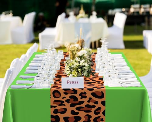 Image of Buryeah 6 Pcs Leopard Print Tablecloth 54 x 108'' Leopard Plastic Table Cover Disposable Safari Animal Cheetah Print Party Decorations for Baby Shower Wedding Birthday Party Favors (Multicolored)