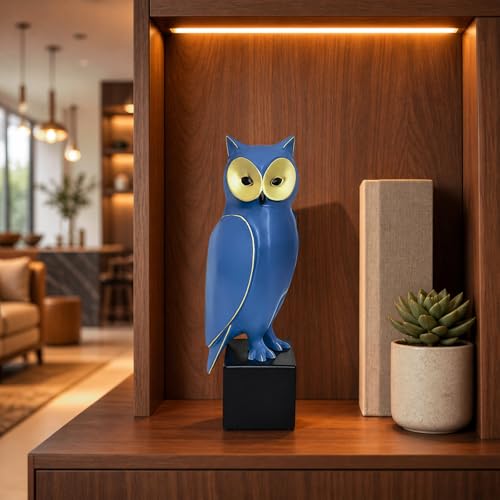 Estatua de Búho de Resina Azul Real 15.7 Pulgadas miniatura 7