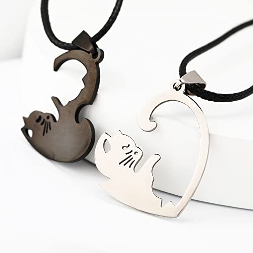 Collier Chat Yin Yang anti-allergie, puzzle de couples durable - 5