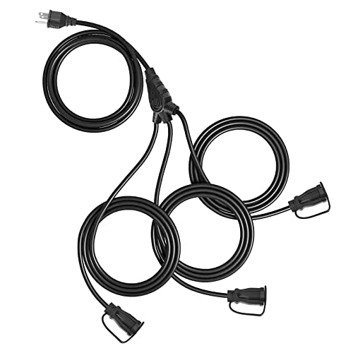 GREATIDE Outdoor Extension Cord with Multiple Outlets, 25 ft Black 1 to 3 Splitter Extension Cords, 16/3 SJTW Weatherproof Wire for Christmas Outdoor Lights and Holiday Decorations, UL Listed GREATIDE Outdoor Extension Cord with Multiple Outlets, 25 ft Black 1 to 3 Splitter Extension Cords, 16/3 SJTW Weatherproof Wire for Christmas Outdoor Lights and Holiday Decorations, UL Listed