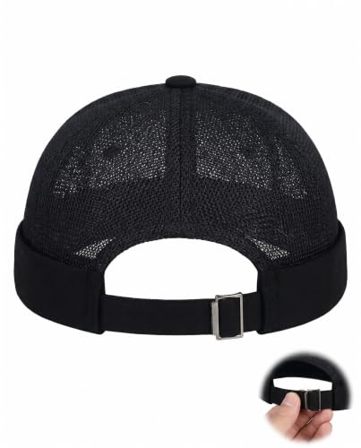 YIPFEN 1 pieza Gorro Docker Ultra Transpirable para Verano, Ligero y Fresco, Previene la Sudoración, Estilo Retro Marinero, Gorra Sin Visera Para Outdoor y Casual Unisex (Negro)