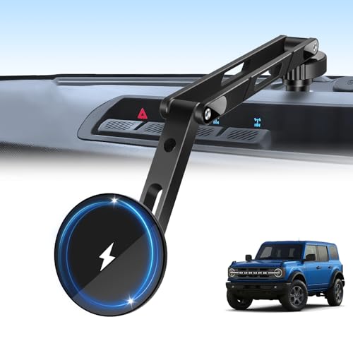 ANKEWAY Wireless Charging Phone Mount for Ford Bronco 2021-2026 2/4 Door Aluminum Alloy Phone Holder Magnetic Wireless Charger for Ford Bronco for Ford Bronco Accessories with C-C Cable