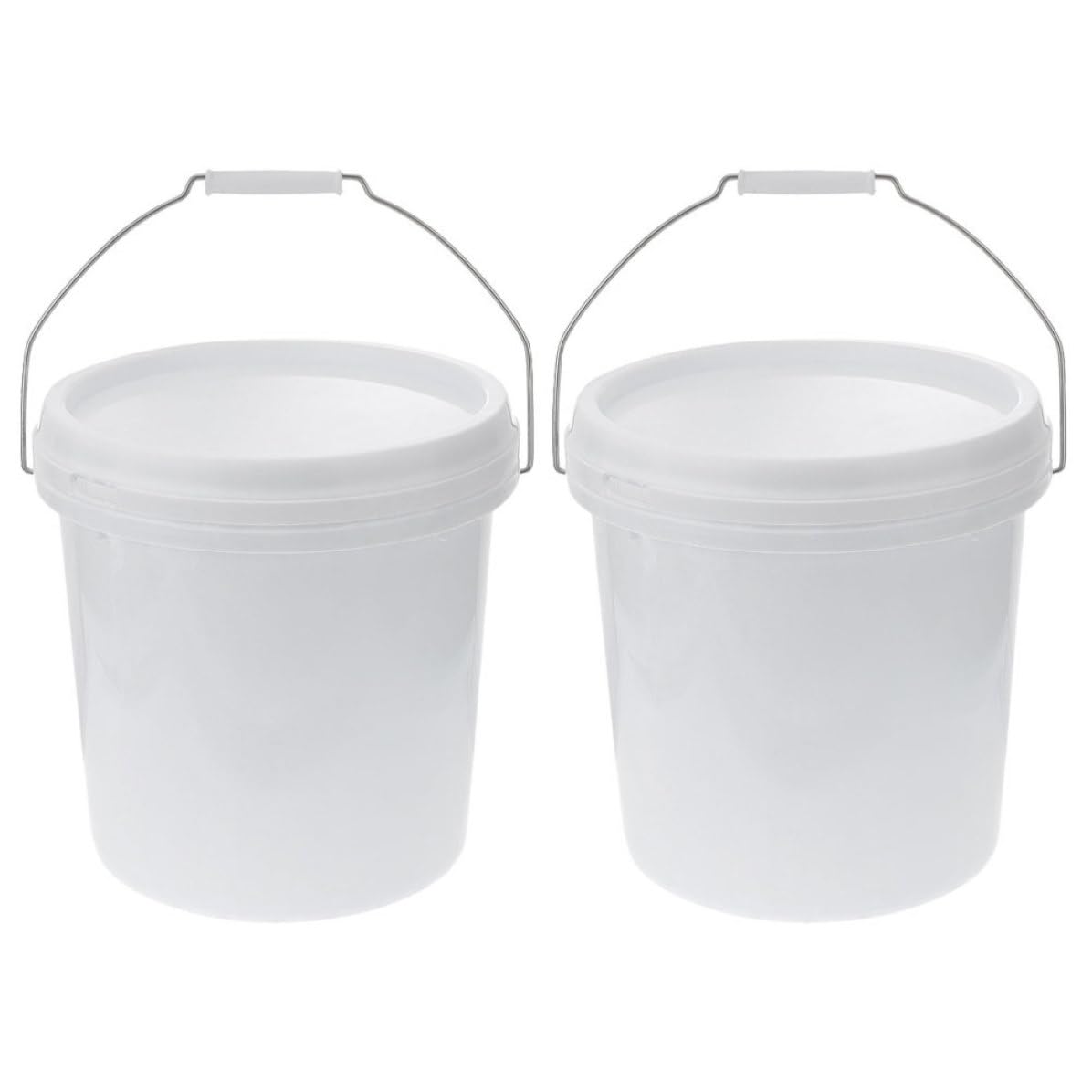 Toyvian Cubo de Pintura de 10 litros Cubo para Mezclar Colores 2 Piezas de Plástico Redondo Tapa, Blanco, Portátil y Fácil de Transportar para Almacenamiento