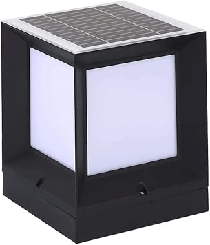 Square Black Solar Post Head Light, Waterproof Outdoor IP55 Floor Lamp, Die Cast Aluminum Pillar Lights, Acrylic Lamp Shade, Garden Villa Landscape Light