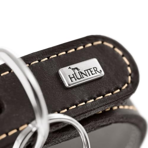Hunter Windhundhalsband Aalborg Farbe Cognac, Robustes Softleder, ideal für Windhunde, druckverteilendes Design, Kehlkopfschonend, Made in Germany, Größe 37