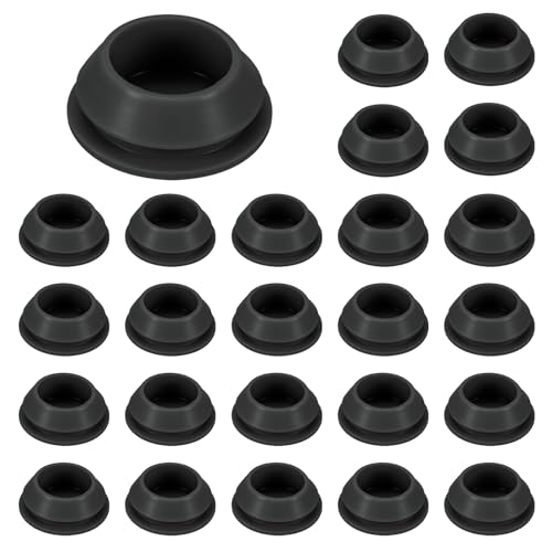 Image of M METERXITY 25-Packs Silicone Hole Plugs, Snap in Locking Hole Plugs for 18-19mm Hole, Round Hole Rubber Plug Kitchen Bulkheads Waterproof Sealing Plugs [Black]