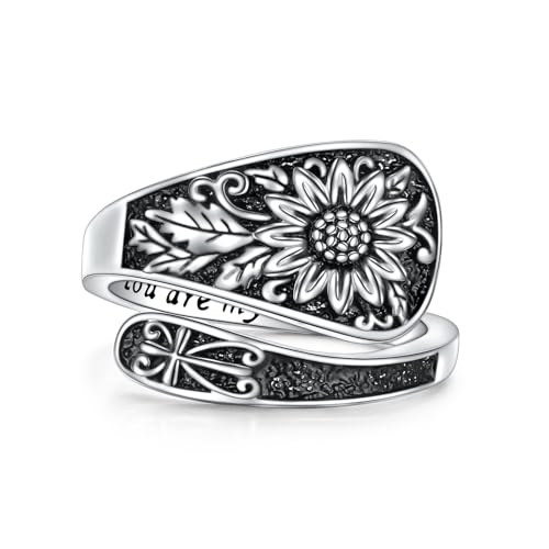 Bague de pouce vintage tournesol en argent, l'accessoire bohème pour vos tenues d'été