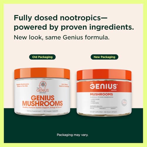 Genius Mushroom Supplement - Full-Spectrum Lion’s Mane, Cordyceps, Reishi -Daily Brain Nootropic for Energy, Focus, Memory & Overall Wellness - 180 Capsules – Organic for Mental Clarity & Performance - Image 3