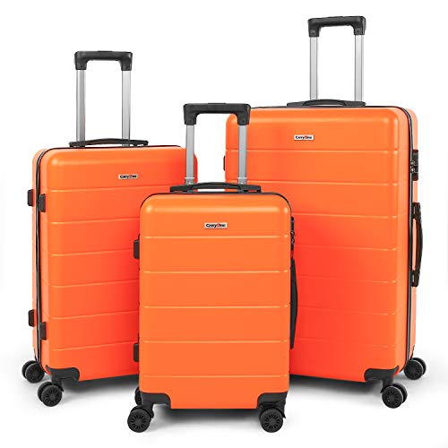 CarryOne Set de 3 Valises Coquille Légère Bagage avec 4 Doubles à roulettes Silencieuses | Combinaison de Serrure | Valise de Mode 19TC1-Orange?55cm,66cm,76cm?