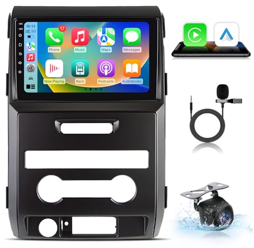 Car Radio for Ford F150 2009 2010 2011 2012: [2G+64G] 9 inch 1280 * 800 Touch Screen Stereo Head Unit with Wireless Carplay Android Auto GPS Bluetooth WiFi SWC FM RDS Mirror Link Backup Camera