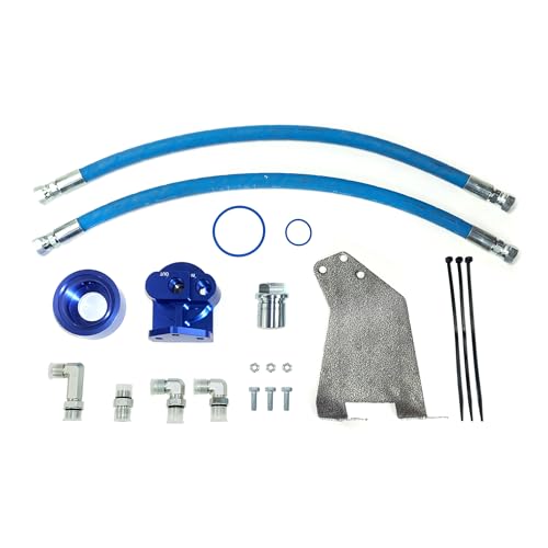 Pacbrake HP10593 Oil Filter Relocation Kit fits 2010-2018 RAM 2500/3500 With 6.7L Cummins Engine (1-16 thread) | Easy Installation | Heavy-Duty Construction | Components Included