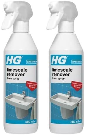 Limescale Remover Foam Spray, Professional Grade Limescale Remover, Bathroom Descaler, Removes Stains & Deposits from Shower Heads, Taps, Baths & Screens (500ml) - 218050106 (Pack of 2)