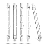 Luxvista R7S 118mm 300W Halogen Lamp Pencil Bulb Dimmable Warm White 2800K AC220-240V 5900lm J118 Linear Halogen Spotlight for Landscape Lighting, Security, 5-Pack