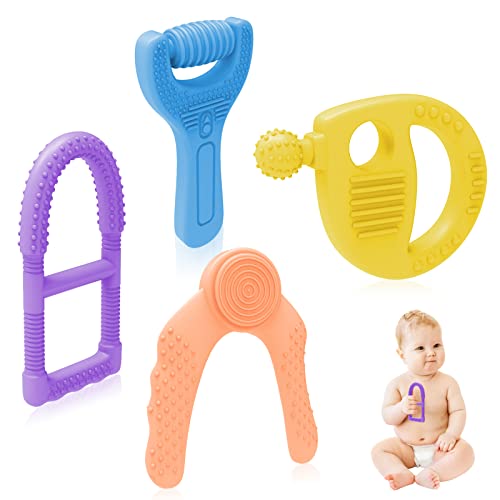 Baby Teething Toys - Silicone Baby Teether BPA Free, Soothe Babies Teething Relief Sore Gums, Teether Set for Infant Boys and Girls(4 pcs)