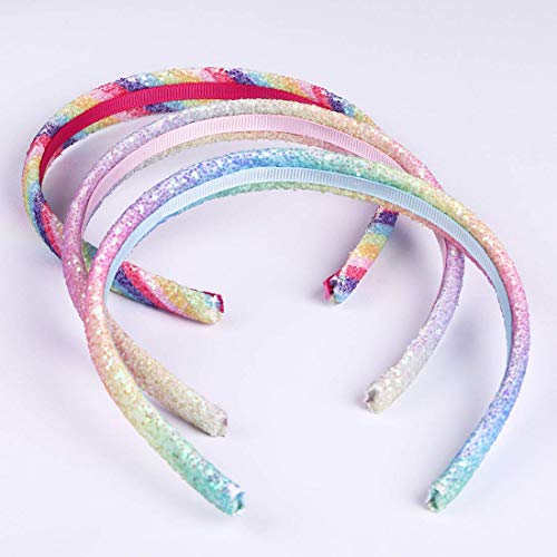 Rainbow Headbands 8 Pcs Sweet Hairband Children Head Bands For Girls Sequin Printed Heart Mermaid Headband Kids Hair Piece #TOP7