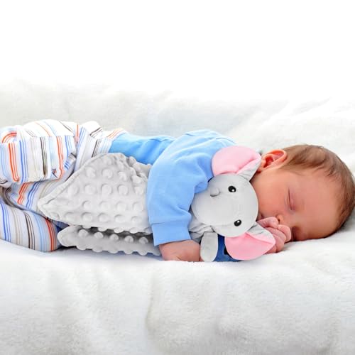 Image of Loveys for Babies,Soft Baby Security Blanket for Newborn Infant Toddler Snuggle Toy Stuffed Animal,Lovey Elephant Security Blankets Gifts Baby Unisex Birthday(Gray Elephant,12.4in)