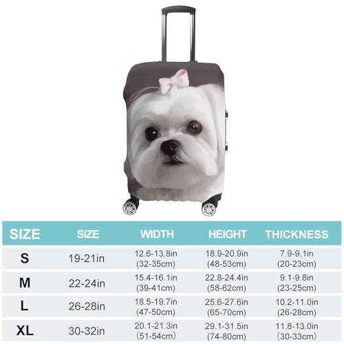 Anti-Scratch Luggage Cover Lovely Maltese Dog Printed Luggage Case Protector Washable Suitcase Covers Elastic Suitcase Protector for Size L (26-28 inch) Luggage2