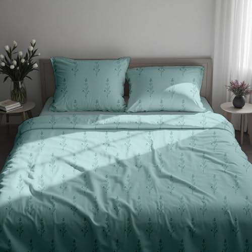 Image of Mush Bamboo King Size Bedsheet with 2 Pillow Covers | 100x106 in | 300 TC Floral Printed Bedsheet for Double Bed King Size | Ultra Soft & Anti-Microbial King Size Bed Sheet | Pack of 1, Aqua Blue