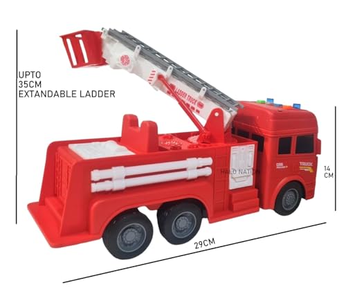 Image of HALO NATION Remote Control Fire Ladder Truck - 4 Channel RC Engine With Light & Sound - Big Size Truck for Kids, Red