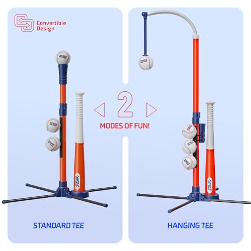 Ninja Blast Tee Ball Set for Kids - 4 Year Old Boy Birthday Gift Baseball Batting Tee- T Ball Set for Toddlers 3-5 4-6 - Toys for Ages 3 4 5 6 Year Old Boy - Toddler Outdoor Toys, Baseball Tee