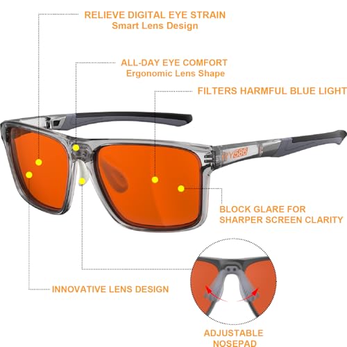 Image of HD Premium Sleep Glasses P1AS 99.9% Blue Light Blocking Gaming Computer Screen Glasses Reduce Eyestrain & Glare High Contrast Definition UV580 nm
