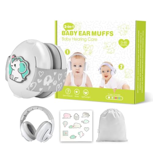 Image of Kkdi 2-in-1 Baby Headphones for Noise Cancelling, Adjustable Ear Muff Noise Protection for Infant Toddler- Travel Essential
