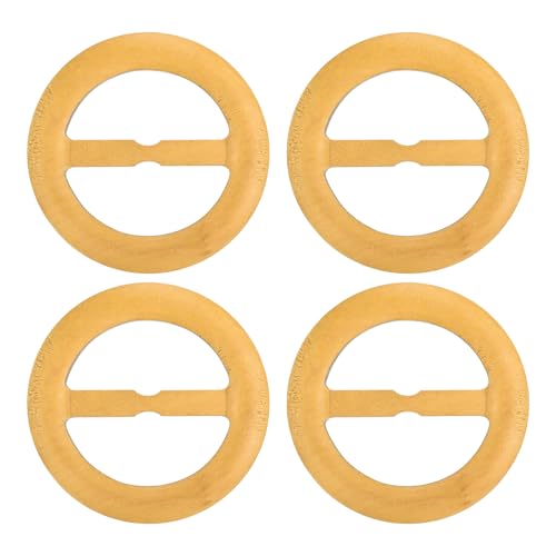 Image of uxcell 4 Pcs T-Shirt Clips, 80mm Wood Scarf Ring Clip Round Tie Circle Clip Buckle Fashion Clothes Corner Knotted Button for Women's Silk Clothing Decoration, Yellow