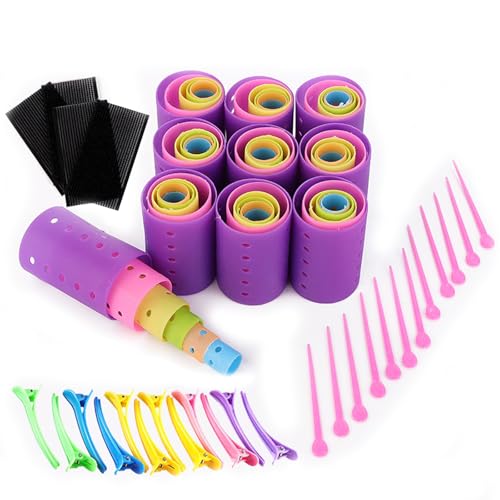 136 Pieces Hair Rollers Set - Includes 60 Plastic Hair Rollers Curlers (Multicolor, 6 Sizes).Women Perfect For Diy Hairstyles, Blowout Looks.Includes Rollers For Heatless Curlers Volume.
