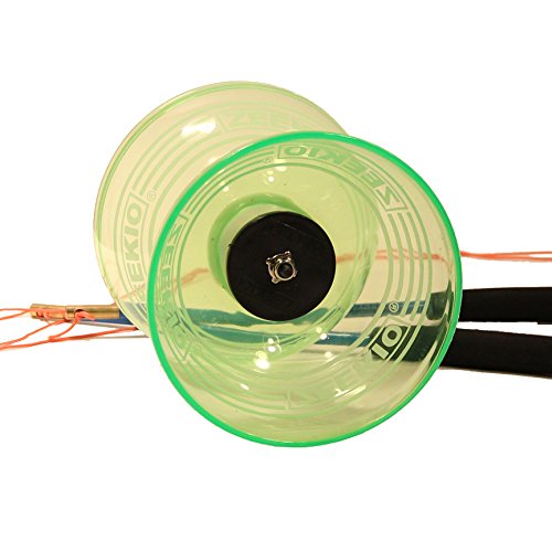 Zeekio Master Triple Bearing Diabolo Full Size 5” Chinese Yoyo w/ Carbon Sticks and String Mesh Bag (Lime)