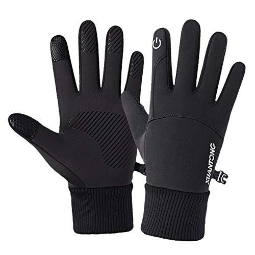 Serenable Luvas de Inverno à Prova de Vento para Clima Frio à Prova de Vento E Tela de Toque Térmica Dedo Cheio - Black M