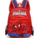 [kidsney] リュック キッズ 男の子 女の子 パック ヒーローズ キッズリュック 大容量 通学バッグ レッド ブルー 軽量 通気性 通園 旅行 入園式 通学 防水 遠足 (レッド)