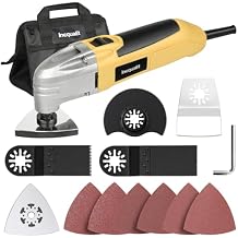 22000 OPM 1.5A Oscillating Multi-Tool, 3 Oscillation Angle, 3 Saw Blades, 1 Semi-Circle Blade Sanding Plate, 6 Sanding Papers for Grinding