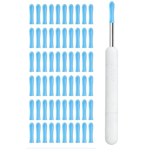 60Pcs Silikon-Ohrreiniger-Kopf für Ohrenschmalz Entferner,Ear Wax Removal Otoskop,Glatt Silikon Ohrlöffel Ear Cleaner Zubehör Ersatzspitzen Sauger für Erwachsene Ohrensauger Ohrenschmalzentfernung (A)