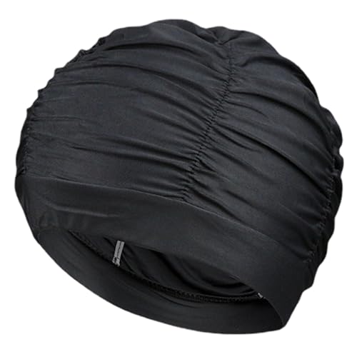 Tapa de natación para Mujeres Adultas elásticas plisas Nylon bañera Comodidad Sombreros de natación Secos rápidos para Mujeres Cabello Largo