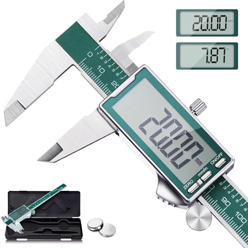 Digital Caliper - Stainless Steel Electronic Vernier Caliper Measuring Tool with Large LCD Screen, 0-6 Inch/150mm, Inch/MM Conversion, IP54 Waterproof, Auto-Off Feature