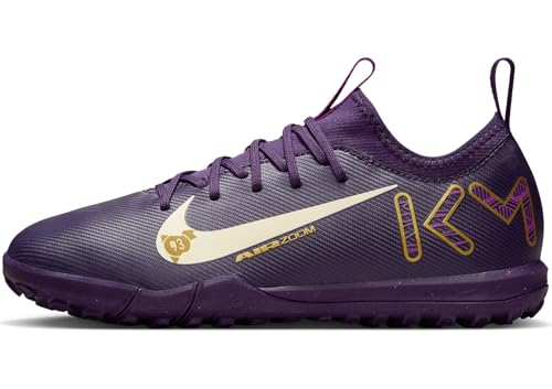 Nike Jr. Mercurial Vapor 16 Academy Kylian Mbappe Big Kids' TF Low-Top Soccer Shoes (FQ8285-500, Grand Purple/Pale Ivory) Size 1