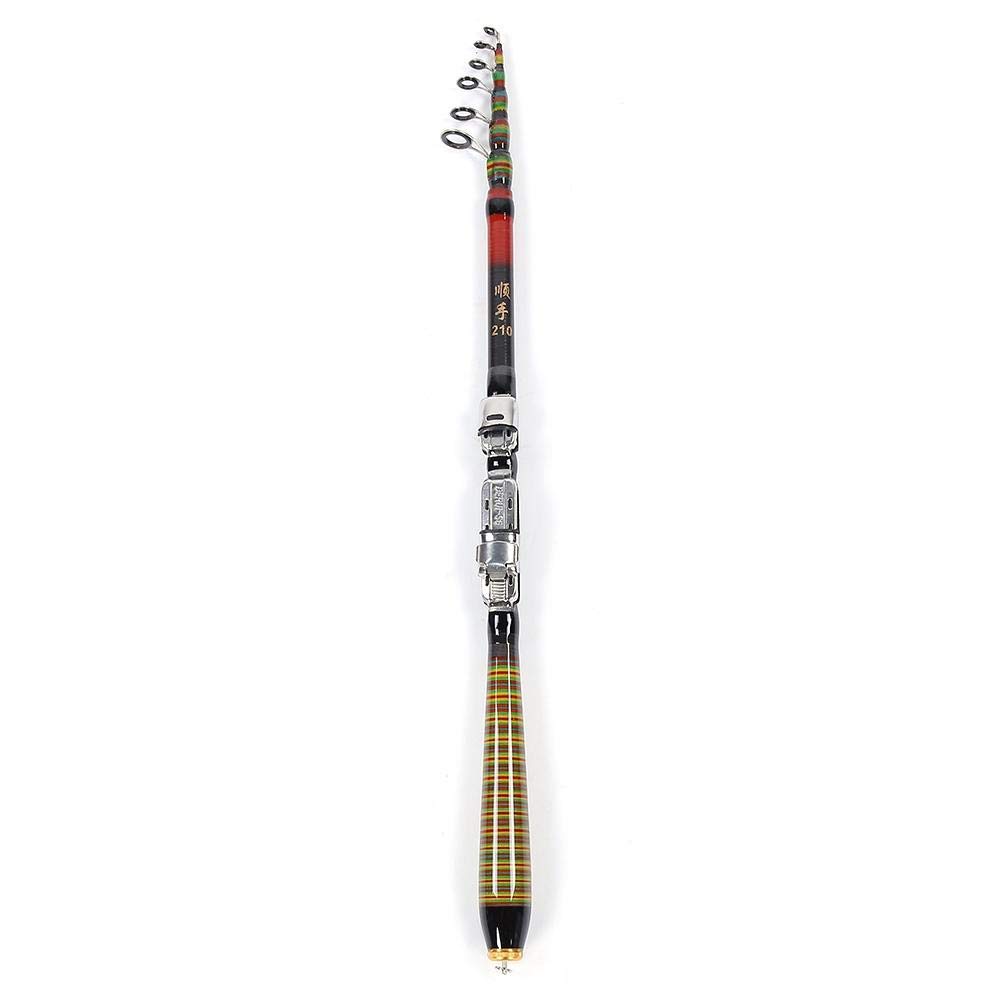 【𝐏𝐚𝐬𝐜𝐮𝐚】 Caña de Pescar, caña de Pescar telescópica de Carbono Sea Sea Portable Spinning Hand Fishing Accessories(210CM)