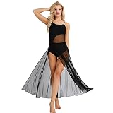ranrann Femme Robe Danse Classique Justaucorps Asymétrique Robe Danse Latine Jazz Rumba Salsa Valse Tango Performance Dancewear XS-XL A Noir S