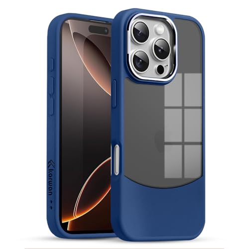 Image of KARWAN️Fusion Edge Leather Transparent Mobile Back Case | Slim Fit | Anti-Fingerprint| Scratch-Resistant | Premium Grip | Shockproof case | Back Cover for iPhone 16 Pro || Blue